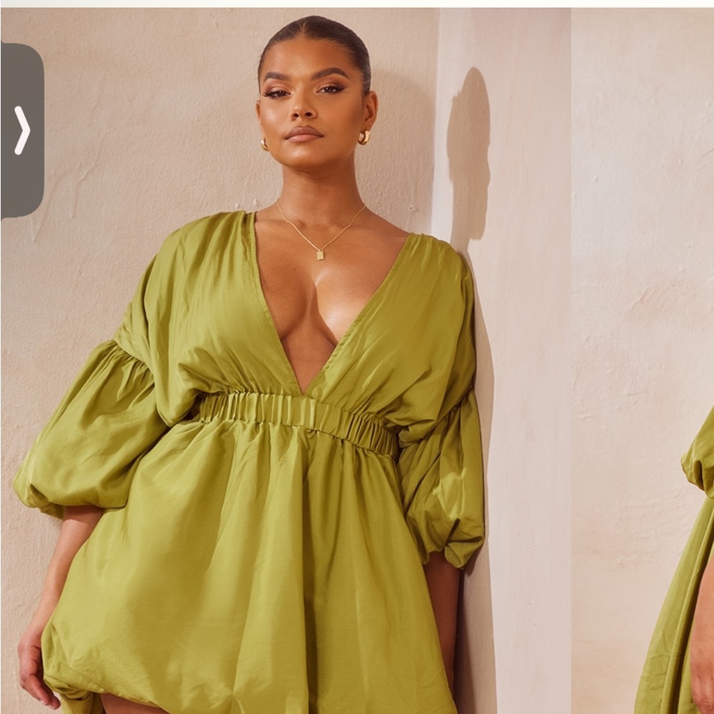 Stylish Green V-Neck Dress